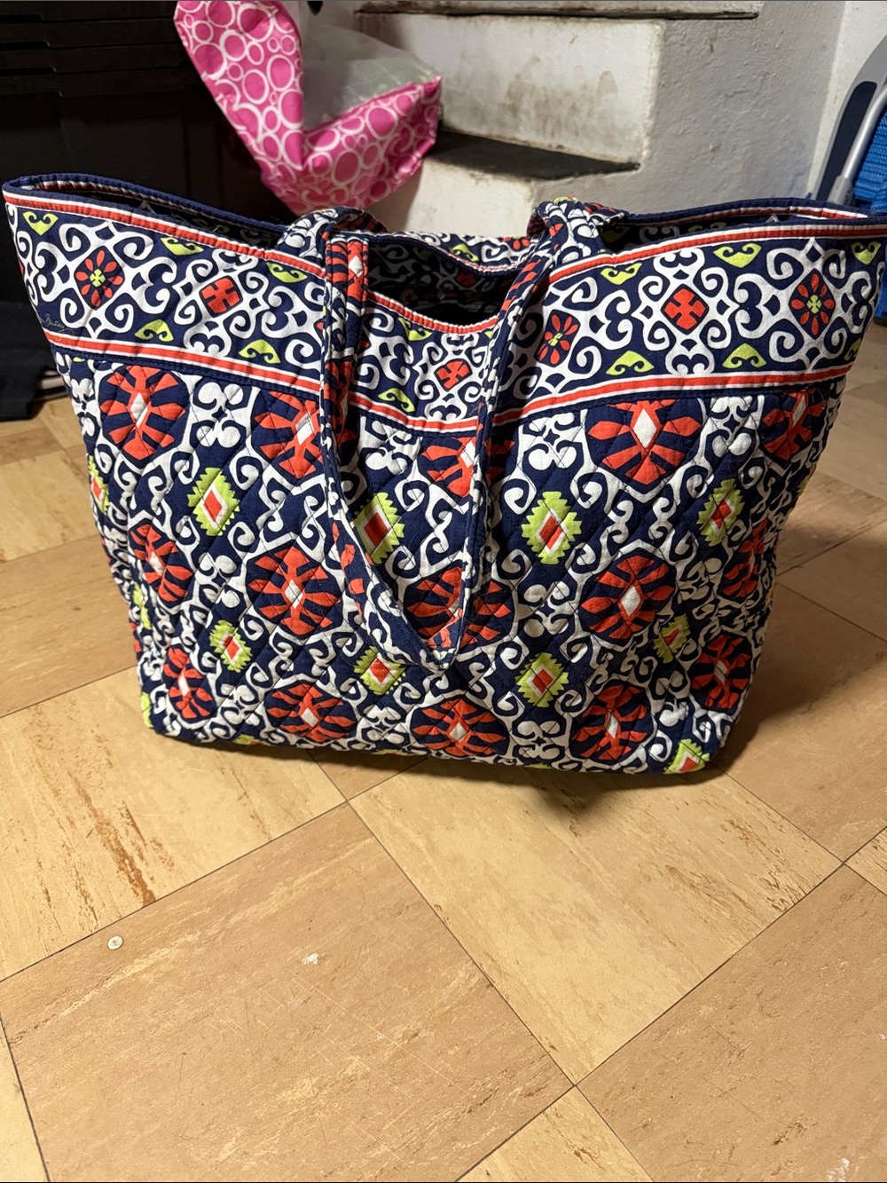 Vera Bradley sun valley Quilted Tote with Orange and Lime Accents
